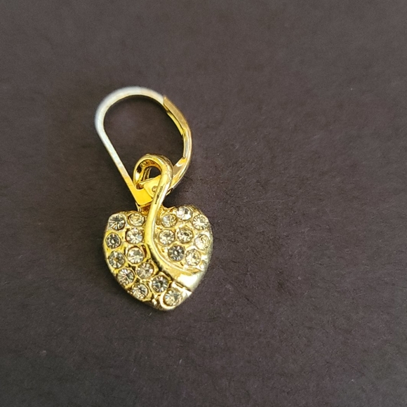 Rhinestone Heart Charm Necklace and Earrings Set - Picture 5 of 8